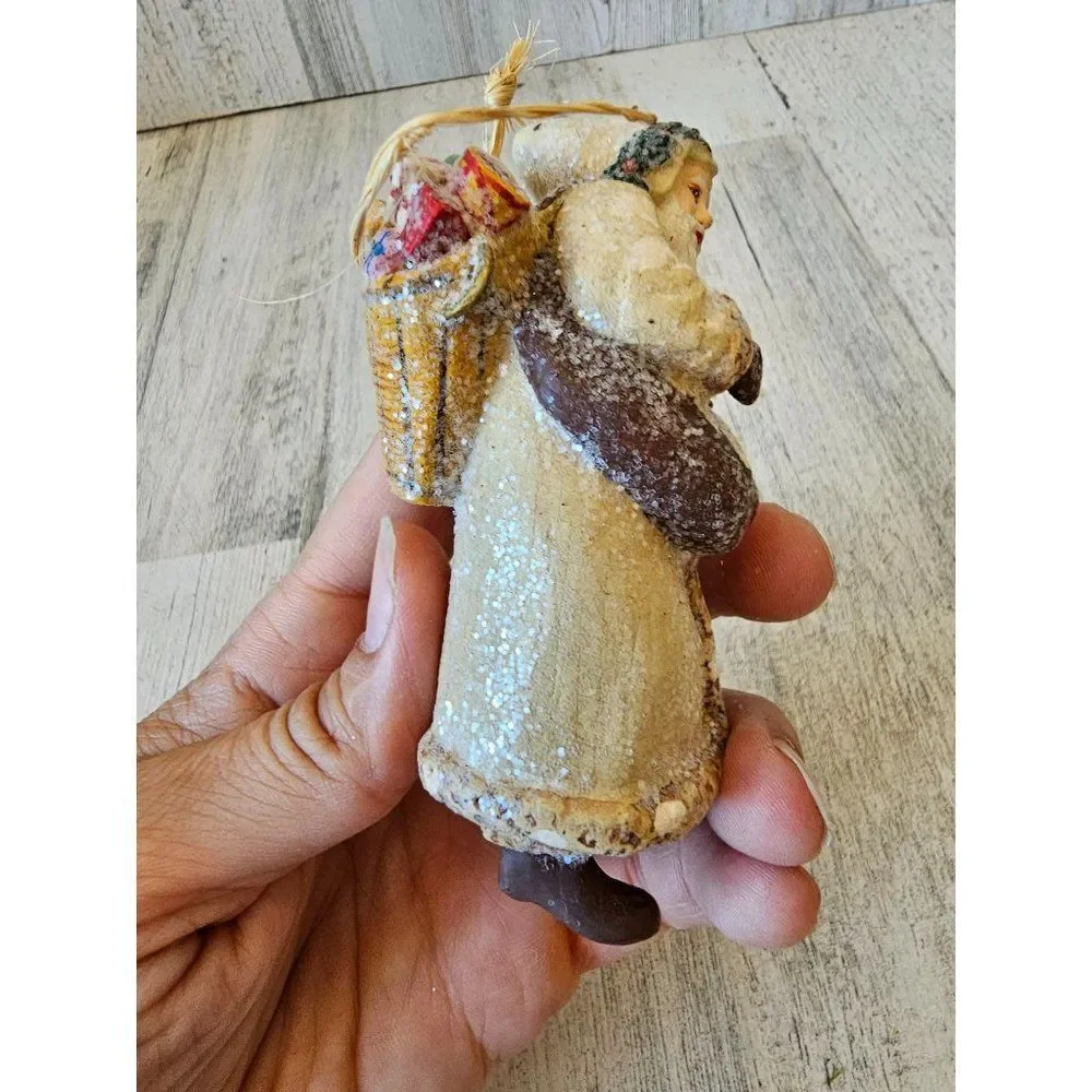 Glitter Santa bag white‎ fruit ornament Xmas tree